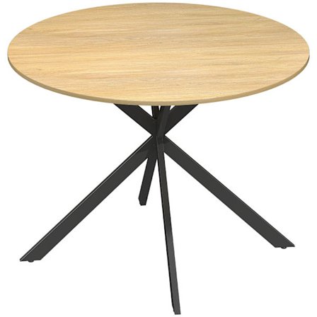 Rundt spisebord til 4 personer, industriel stil, egetræsfinish