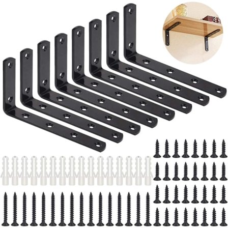 Svart metallvegg hyllebrakett, 125x75x20mm Svart jernbrakett Br