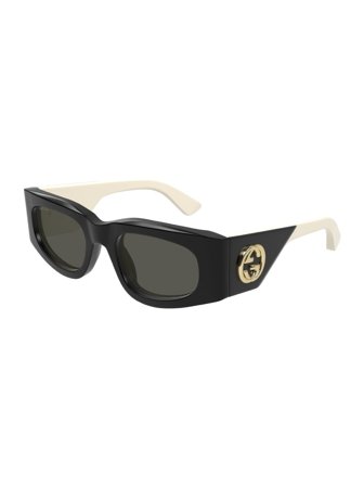 Gucci Oblique Women's Sunglasses with a frame made of acetate in black and lenses made of nylon in grey