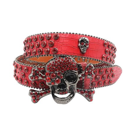 Big SKULL Rhinestone Belt Women Harajuku Y2K Western Bling Belt Luxury Designer with Diamond Pin Buckle Men Belt for Jeans