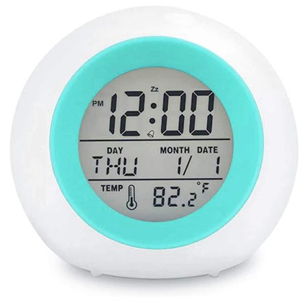 Lasten digitaalinen herätyskello, 7 värin yövalo, torkkutoiminto, lämpötilan tunnistus taaperoille, lapsille, pojille ja tytöille, opiskelijoille 
