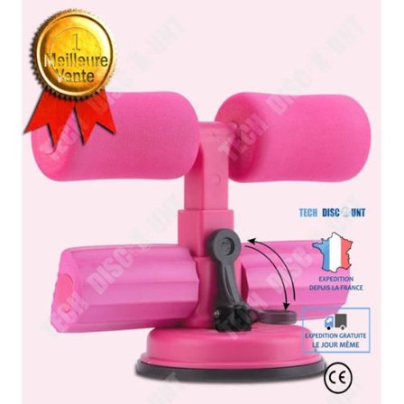 Belly exerciser - TD - Dubbel stång - Persika rosa - Fitness - Sugpropp