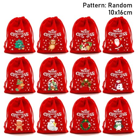 5/10 stk julefløyelsposer Godteri Snack Gavepose 10X16CM10STK
