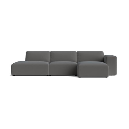 Soma Chaiselongue-Sofa, rechts | Open end in Lisboa Anthrazit, modernes Design mit Nozag-Federung für hohen Sitzkomfort, 75cm Höhe.