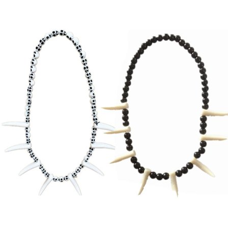 2 st Novelty Artificiell Tribal Tooth Beads Halsband Vintage Tusk Horn Tandhalsband Halloween Unisex Costume Gag Present