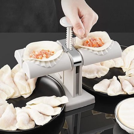 Dobbelt-hoved Automatisk Dumpling Maskine Husholdning Dobbelt Hoved Rustfrit Stål Manuel Dumpling Maker Form Lav Dumplings Empanadas