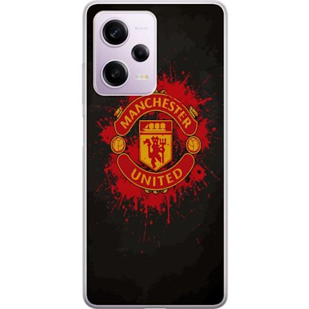 Kompatibelt Mobildeksel til Xiaomi Xiaomi Redmi Note 12 Pro Manchester United logo i rød og gul farge med røff sportslig bakgrunn