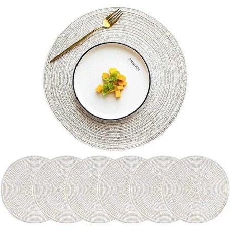 {PL}14,1-tommers vævede dækkeservietter runde stofdækkeservietter til spisebord