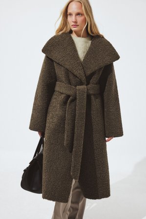 NA-KD High Neck Teddy Coat - Teddy bear jakker & frakker - Grøn - EU 36