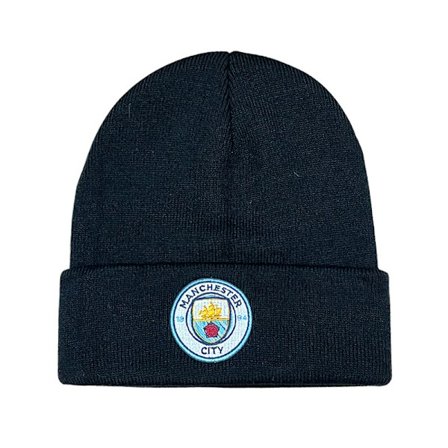 Fotbollsfans Klubb Emblem Stickad Vintermössa Stretch Beanie Manchester City - Svart