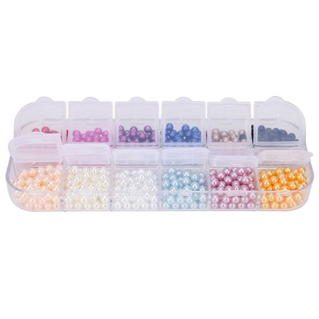 Runde kunstige perleperler uten hull ABS-perler til klær, smykker, DIY-tilbehør Type 3 (600 stk.)