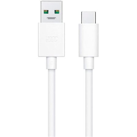 Officiell Oppo DL129 VOOC USB Type C till USB Type A datakabel - Vit (Bulkförpackad)