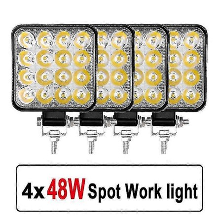 4 kpl Auton Led-valopalkki Työvalo 48w 12v Maastoajoneuvon Työvalo Sumuvalo 16 Led-lamppu Traktorin Etuvalo Lamput Heijastinvalo Kuorma-autolle Atv 4 