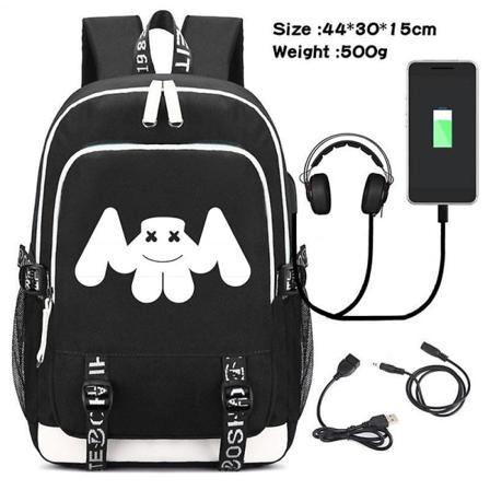 Menn Cosplay-ryggsekk Studentskoleveske med usb-lading Utskrift Dj Marshmello Laptop Uformell reiseryggsekk Bursdagsgave picture color6