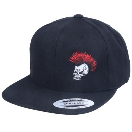 Iconic - Svart snapback Keps - Skull Punk Mohawk Black Snapback @ Hatstore