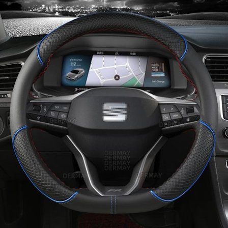 För kompatibel med Seat Leon mk1 mk2 mk3 mk4 1999~2020 1m 1p 5f kl1 kl8 5f fr bilratt skydd pu läder halkfri biltillbehör