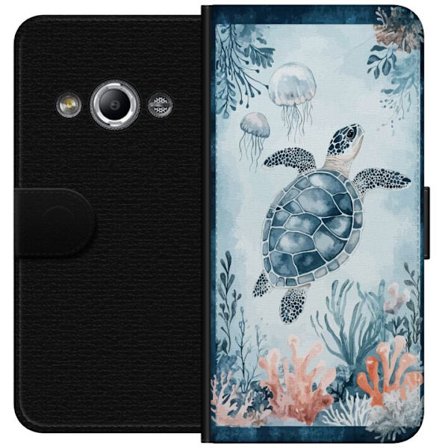 Kompatibel Tegnebogsetui til Samsung Galaxy Xcover 3 Akvarel-maleri af en havskildpadde blandt koraller og maneter i et fredeligt blåt undervandsverd