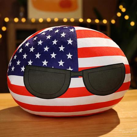 Verdensflagg Putestoff Myk Polsk Ball Stor Nasjonalflagg Rund Pute Dukker Barn Dukke Pute Plysj Leke Julegave ABOUT 10CM US M