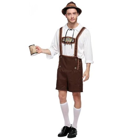 Män Oktoberfest Festdräkt tysk bayersk öl Guy Lederhosen Traditionell maskeraddräkt