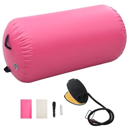 vidaXL Uppblåsbar gymnastikrulle med pump 120x90 cm PVC rosa