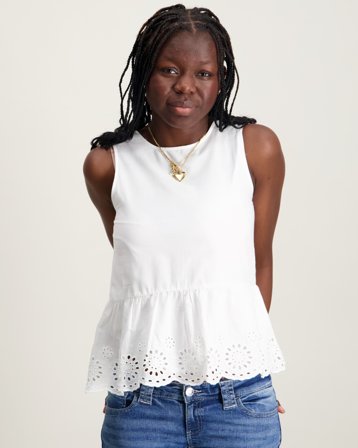 Kids ONLY KOGBONDI LIFE S/L EMB TOP WVN Hvid Toppe/Bluser Pige - Kids Brand Store