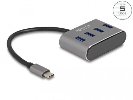 Delock HUB 4Port DeLOCK 4xUSB3.2 Grey