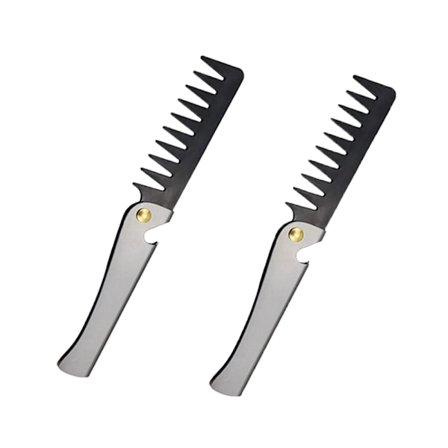 2 stk. Sammenleggbar lommekam i rustfritt stål - Bærbar hårkam for styling, salong og hjemmebruk
