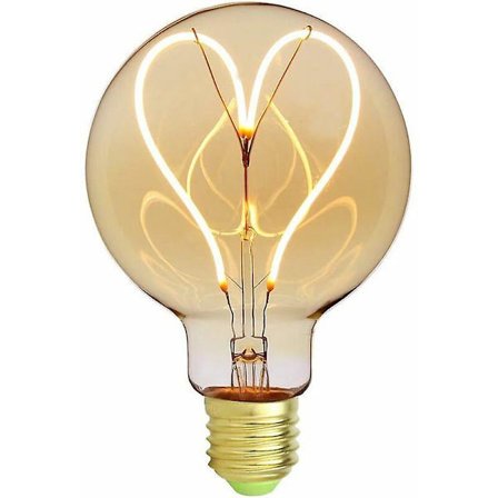 TIANFAN Klassisk Vintage Edison Glödlampa G95 Hjärtmönster Mjuk LED Filament Amber Glas