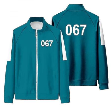 Squid Game Jacka Byxor Sport Dragkedja Cardigan Digital 067 Printing Pocket Sweatshirts Set L