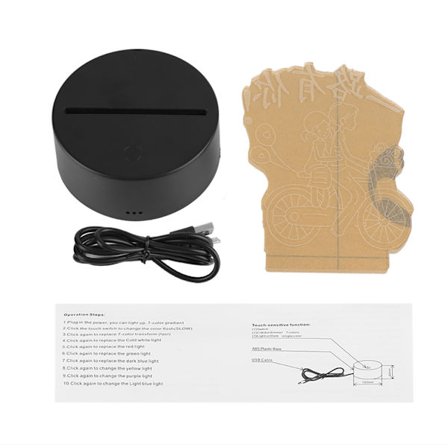 USB 4.5V Sju Färger Lampa Bas Touch Switch 3D Akryl Mönster Ljus Dekor (svart bas)