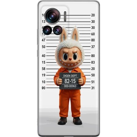 Kompatibelt Mobildeksel til Motorola Motorola Edge 30 Ultra Søt tegnet kaninfigur i fengselsklær med fangenummer mot bakgrunn med lengdemåling
