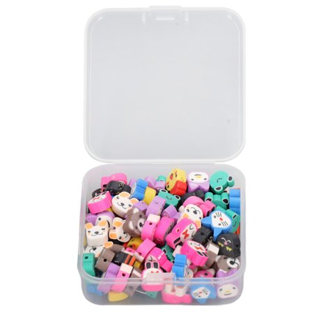 100 st Polymer Clay Pärlor Söta Djur Stil Säker Eco Vänlig Levande Färger Smile Face Pärlor för Smycken Tillverkning DIY
