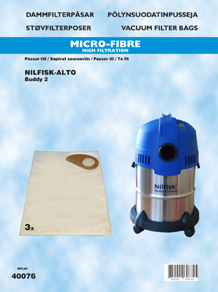 HANESTRÖM Dammsugarpåsar Hanestrom Nilfisk-Alto Buddy 2 3P