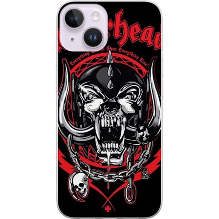 Yhteensopiva Puhelinkuori Apple Apple iPhone 15 Plus Motörhead Classic Skull, punainen ja musta teema, voimakas rock-motiivi vaikean musiikin faneill