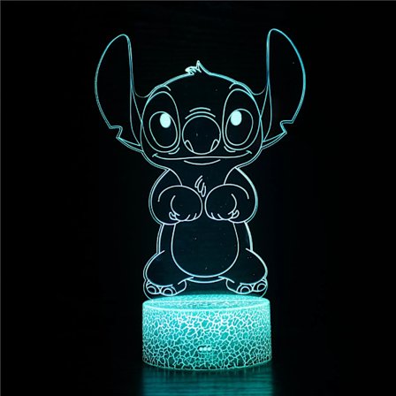 Tecknad Lilo & Stitch Serie Kreativ 3D Nattlampa Touch Sängbordslampa Nattlampa