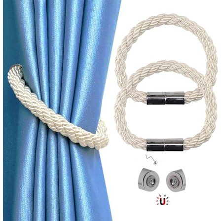 Magnetiske gardinholdere, 2 stk. Moderne enkelhedsgardin reb holdere med stærk magnet, til tynde eller tykke gardiner til hjemmet og kontoret (beige)