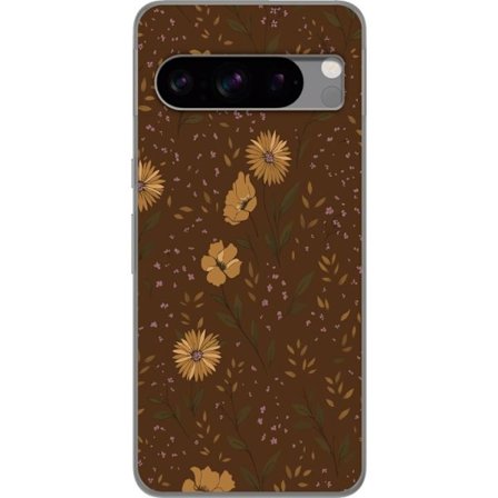 Kompatibelt Mobilskal till Google Google Pixel 8 Pro Bruna blommor retro blommönster blommig design 70-tals vintagestil mönster bohemisk tapetinspir