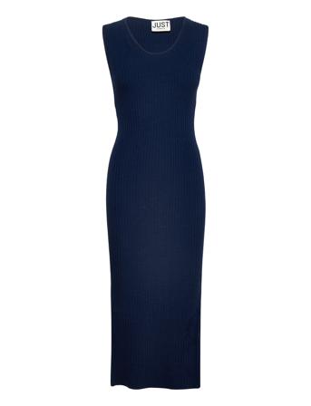 Elegant Sl Dress Knälång Klänning Navy Just Female