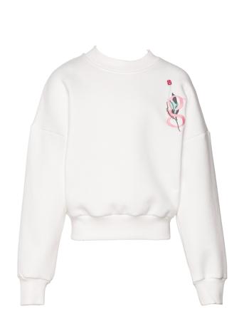 Clover Crew Sweat Sweat-shirt Tröja Vit Grunt