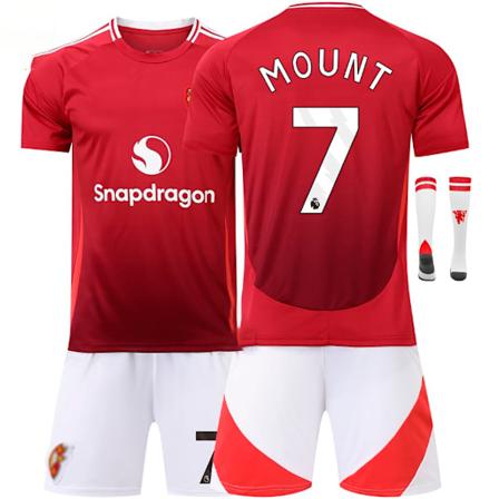 2425 Europeiska Röda Djävlar Fotbollsmatch Hemma No. 7 Cristiano Ronaldo 25 Sancho 10 Rashford och andra fotbollströjor för vuxna och barn No.7 MOUNT 