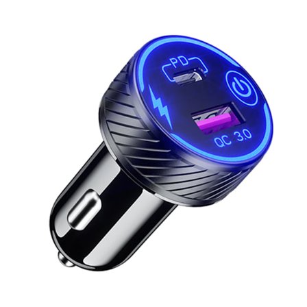 12V-24V Rask Bil Lader USB C Strøm & Hurtig Ladning 3.0 USB Dobbel Port for Mobiltelefon GPS Tablet DVR Mobil - Perfekt