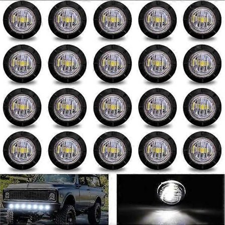 20X LED Markeringsljus Sidoljus Belysning, LED Sidomarkeringsljus Positionsindikatorer Vit 12V Vattentäta LED Sidoljus för Lastbil Släpvagn 