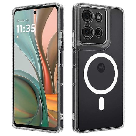 Til Motorola Moto G75 5G Gennemsigtigt Cover TPU Akryl Magnetisk Telefon Cover Kompatibelt med MagSafe