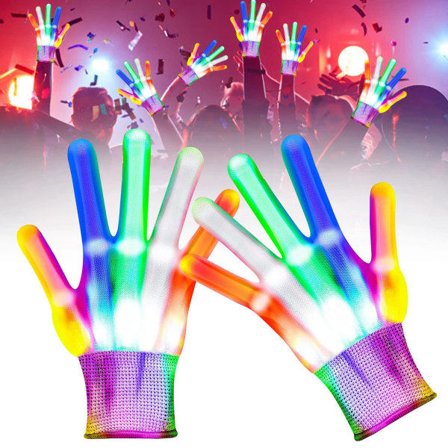 IC Lysende Handsker, LED-Handsker til Børn, Glitter Farverige Handsker til Fødselsdag, Disco, Jul, Halloween, Karnevalsfest