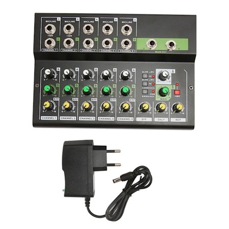 5-kanals kompakt DJ-mixer 48V fantomstrøm Professionelt lydkort til studiestreaming 100-240V EU-stik