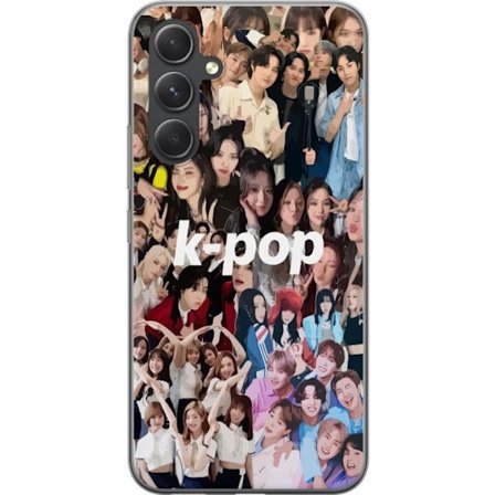 Samsung Galaxy S24+ Gennemsigtig cover K-pop collage med blanding af grupper og kunstnere, farverige portrætter perfekt til fans af koreansk musik og