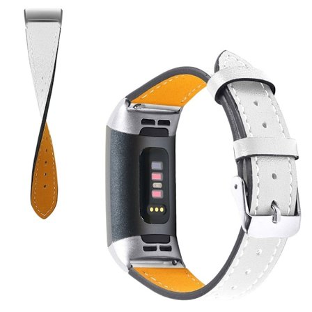 Fitbit Charge 4 / 3 genuine leather watch band - White