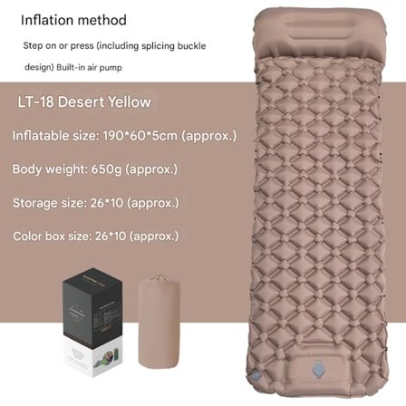 Självuppblåsande Campingmadrasser: Tjock och Lätt Enkel Campingmadrass, Uppblåsbar och Sammankopplingsbar Dubbel Campingmatta och Kompakt Uppblåsbar