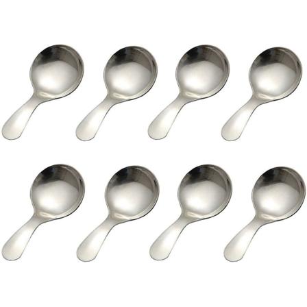 8-pack Silver Rostfritt Stål Kort Handtag Mini Saltskedar