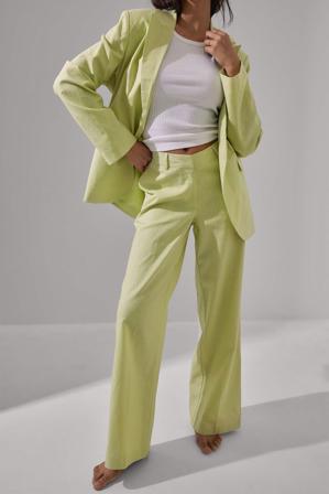 Handpicked x NA-KD Blazer à épaules larges, lin - Qualité premium - Vert - EU 40